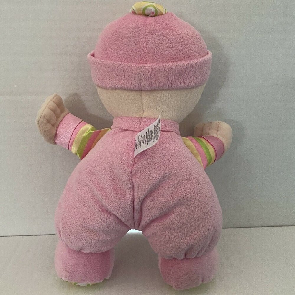 Fisher Price Bright Pink Baby's 1st Doll Soft Rattle FP Hat Lovey Toy - Picture 3 of 6
